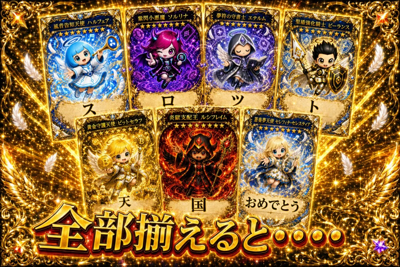 「スロット天国おめでとう」7枚のシークレットカード